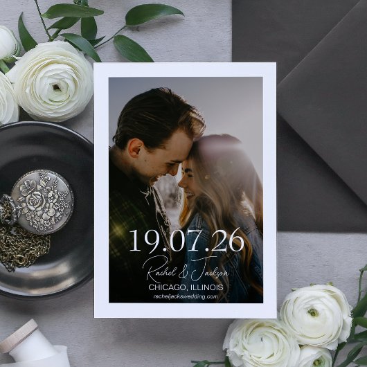 Moderne Foto Typografie-Overlay-Hochzeit Save The Date