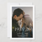 Moderne Foto Typografie-Overlay-Hochzeit Save The Date (Vorderseite)