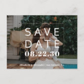 Moderne Foto-Typografie Schwarz-Weiß-Hochzeit Ankündigungspostkarte (Vorderseite)