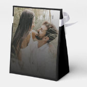 Moderne Foto- und Black Overlay-Hochzeit Geschenkschachtel (Rückseite)