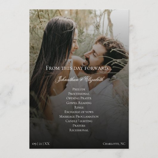 Moderne Foto- und Black Overlay-Hochzeit Programm (Vorderseite)