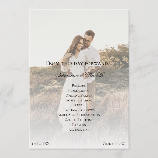 Moderne Foto- und Overlay-Hochzeit Programm (Vorderseite)