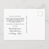 Moderne Foto-Verlobung Ankündigungspostkarte (Rückseite)