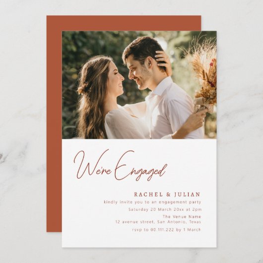 moderne Foto-Verlobung Einladung (Vorne/Hinten)