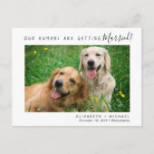 Moderne Foto-Verlobung Save the Date Ankündigungspostkarte (Vorderseite)