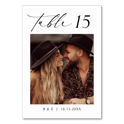 Moderne Foto Wedding Tischnummer (Vorderseite)