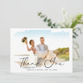 Moderne Foto Wedding Vielen Dank Dankeskarte (Stehend Vorderseite)