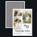 Moderne Foto Wedding Vielen Dank Magnet<br><div class="desc">Das Modern Foto Wedding Dankeschön an Sie Magnet, eine stilvolle und nachdenkliche Art, Ihren Dank nach Ihrer Hochzeit zum Ausdruck zu bringen. Dieser Magnet verfügt über eine dreiteilige Vorlage, mit der Sie Ihre Lieblings-Hochzeitstag-Erinnerungen in einem eleganten und modernen Layout präsentieren können. Der Magnet enthält auch eine anpassbare Monogramm und eine...</div>