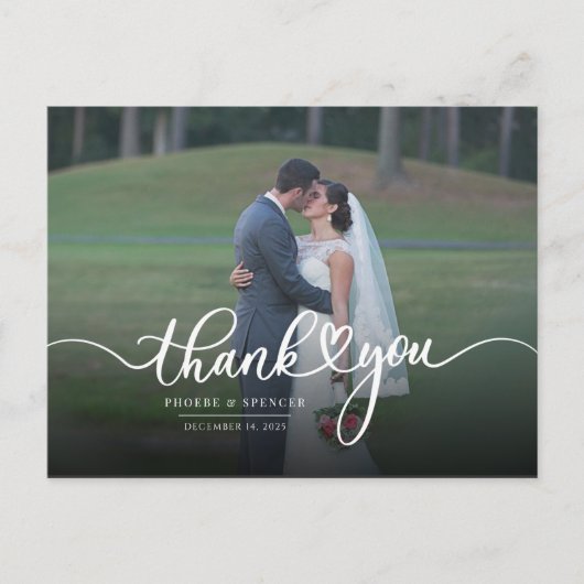 Moderne Foto Wedding Vielen Dank Postkarte (Vorderseite)