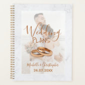 Moderne Foto White & Gold Hochzeitspläne Planer (Vorderseite)