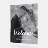 Moderne Foto Willkommen Hochzeit Acrylschild (Winkel)
