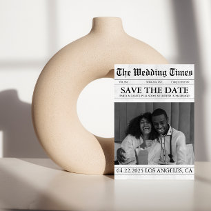 Moderne Foto Zeitung Hochzeit speichern das Datum Einladung
