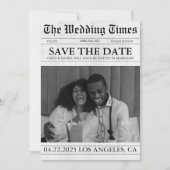 Moderne Foto Zeitung Hochzeit speichern das Datum Einladung (Vorderseite)