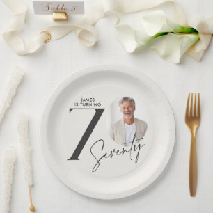 Moderne Foto zum 70. Geburtstag Minimaler Meilenst Pappteller