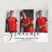 Moderne FotoCollage 3 Bilder Abschluss Ankündigungspostkarte (Vorderseite)