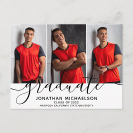 Moderne FotoCollage 3 Bilder Abschluss Ankündigungspostkarte