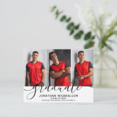 Moderne FotoCollage 3 Bilder Abschluss Ankündigungspostkarte (Stehend Vorderseite)