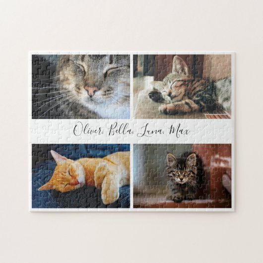 Moderne FotoCollage benutzerdefinierter Skriptname Puzzle (Horizontal)