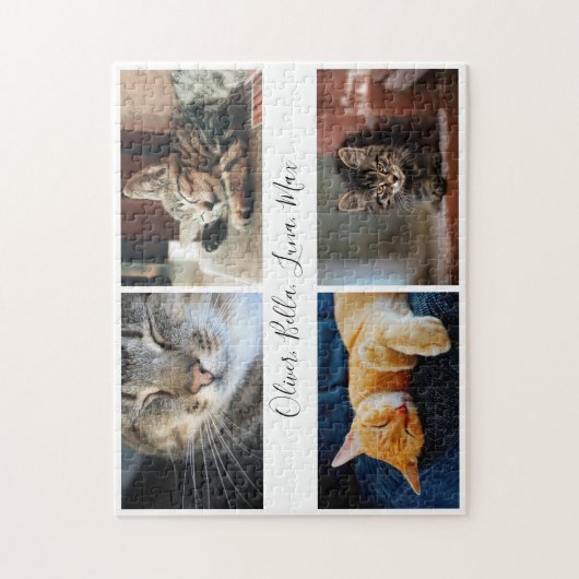 Moderne FotoCollage benutzerdefinierter Skriptname Puzzle (Vertikal)