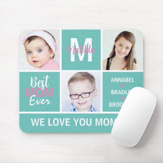 Moderne FotoCollage "Beste Mama je" Mouse Pad Mousepad (Mit Mouse)