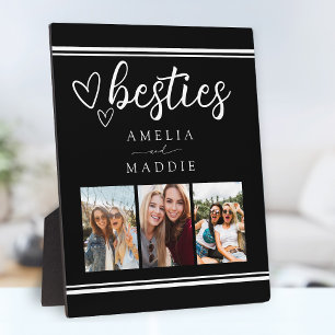 Moderne Fotocollage Besties Schwarz und Weiß Fotoplatte