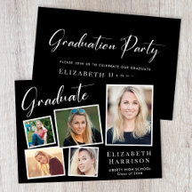 Moderne Fotocollage Black Graduation Party