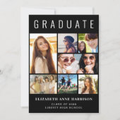 Moderne Fotocollage Black Graduation Party Einladung (Vorderseite)