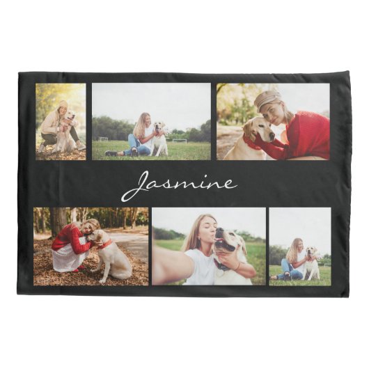 Moderne FotoCollage Black Kissenbezug (Rückseite)