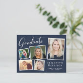 Moderne Fotocollage Blue Graduation Party Einladungspostkarte (Stehend Vorderseite)