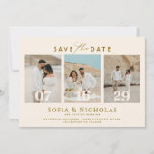 Moderne Fotocollage Boho-Hochzeit Save The Date (Vorderseite)