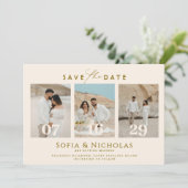 Moderne Fotocollage Boho-Hochzeit Save The Date (Stehend Vorderseite)