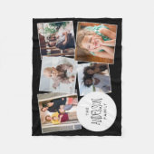 Moderne Fotocollage Chic Familienfreunde halten an Fleecedecke (Vorderseite)