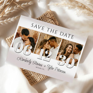 Moderne Fotocollage einfache Typografie Hochzeit Save The Date