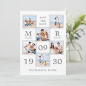 Moderne FotoCollage Einzigartige Hochzeit retten d Save The Date (Stehend Vorderseite)