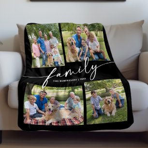 Moderne Fotocollage-Familien-Schriftzug-Andenken Fleecedecke