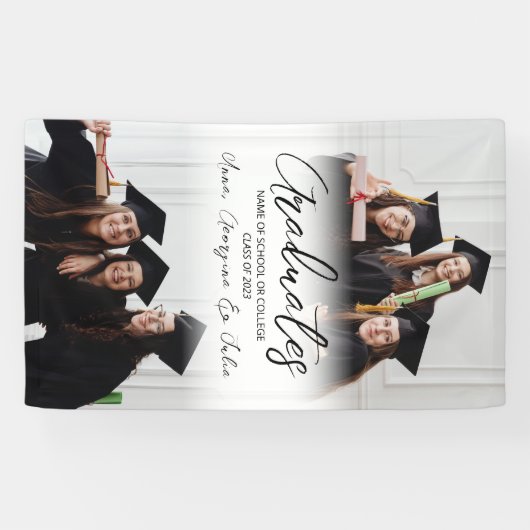 Moderne Fotocollage Friends Graduation Party Banner (Horizontal)