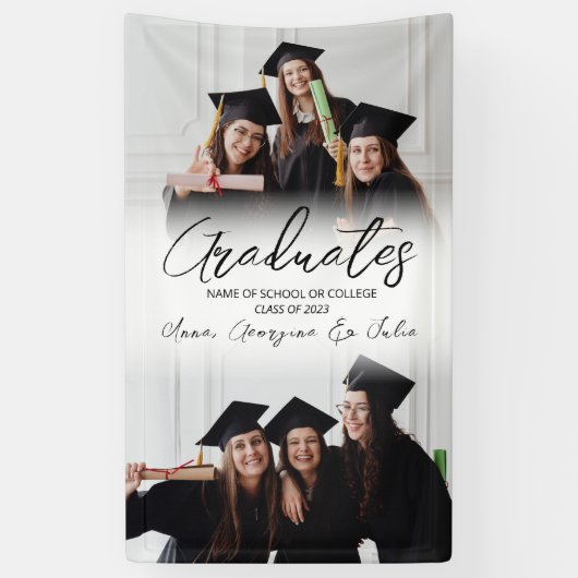 Moderne Fotocollage Friends Graduation Party Banner (Vertikal)