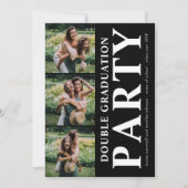 Moderne Fotocollage für eine Double Graduation Par Einladung (Vorderseite)