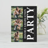 Moderne Fotocollage für eine Double Graduation Par Einladung (Stehend Vorderseite)