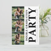 Moderne Fotocollage für eine Double Graduation Par Einladung (Stehend Vorderseite)