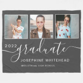 Moderne Fotocollage Graduate Dunkelgrau Fleecedecke (Vorderseite (Horizontal))