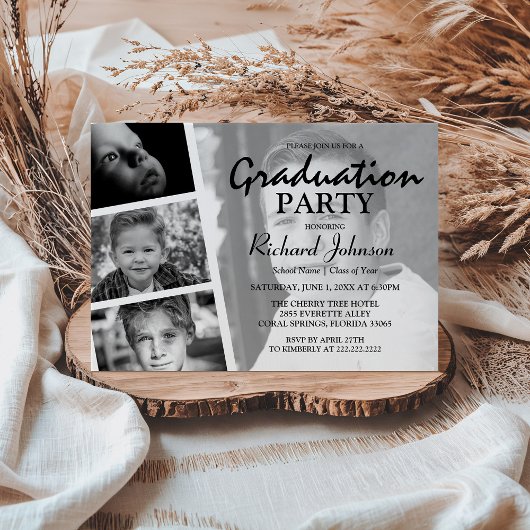 Moderne Fotocollage Graduation Party Einladung