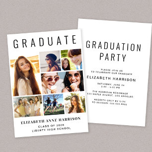 Moderne Fotocollage Graduation Party Einladung
