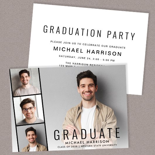 Moderne Fotocollage Graduation Party Einladung