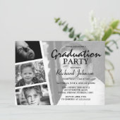 Moderne Fotocollage Graduation Party Einladung (Stehend Vorderseite)