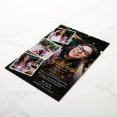 Moderne Fotocollage Graduation Party Gold Folieneinladung (Gedreht)