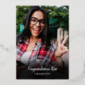 Moderne Fotocollage Graduation Party Gold Folieneinladung (Rückseite)