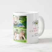 Moderne Fotocollage Greenery Frohe Weihnachten Jumbo-Tasse (Vorderseite Rechts)