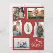 Moderne FotoCollage Handgezeichneter Baum Rot Feiertagskarte (Vorderseite)