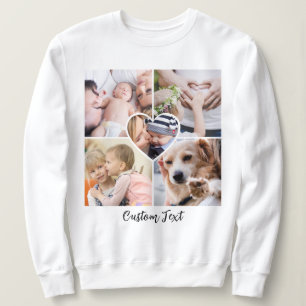 Moderne Fotocollage Herz mit individuellem Text Sweatshirt